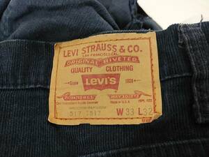 着用回数が少ない通常の古着程度★vintage★アメリカ製★Levi's★リーバイス★517 コーデュロイパンツ★紺　33x32インチ