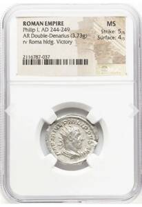 ダブルデナリウス銀貨 NGC ★MS 5/5 4/5★古代ローマ帝国 皇帝フィリップ1世 古代コイン アンティークコイン シルバー 
