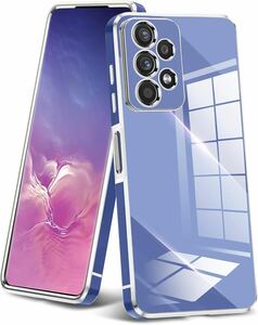 送料無料 Galaxy A32 5G ケース クリア 耐衝撃 TPU ケース レンズ保護 ソフトケース 透明 メッキ加工 パープル シルバー 薄型 軽量 カバー