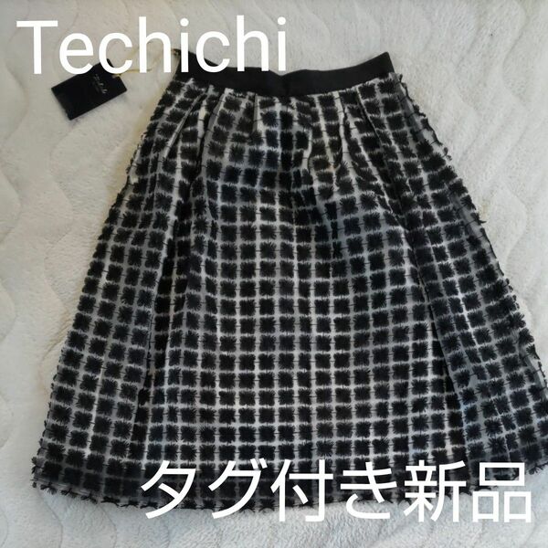 Techichi★タグ付き新品★黒総レースの膝下丈スカート 