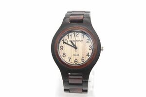 WOOD WATCH TENSE カンナダ　クオーツ 不動　木製