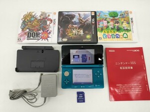 初期化・動作確認済み Nintendo 3DS CTR-001 アクアブルー ドラゴンクエストモンスターズジョーカー3、どうぶつの森、モンスターハンター4