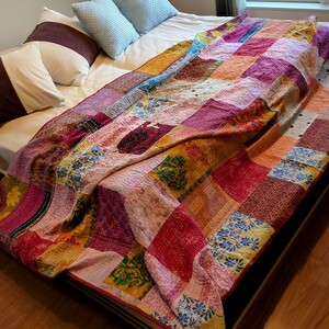 49 Vintage can ta quilt handmade interior cotton silk antique patchwork ethnic silk sofa cover multi cover 