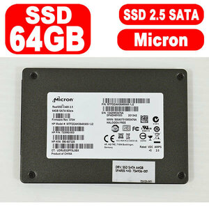 21402 Micron SSD 64GB 使用時間 1327時間 中古 抜き取り品 動作確認済 フォーマット済み 2.5インチ 7mm厚 SATA MTFDDAK064MAM-1J2