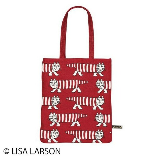 セール品。限定１つ。LISA LARSON リサ・ラーソン リピートマイキー トートバッグ　赤色 ネコのトートバッグ　A4サイズ収納可能　セール品