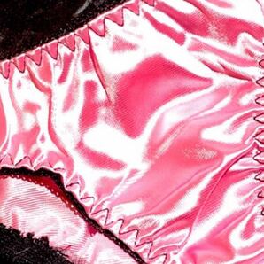 光沢 Tバックショーツ サテン つるつる ショーツ サテン 下着  tバツク下着 ピンク ＭＬサイズ エメフィール系の画像2