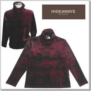 ハイダウエイ HIDEAWAYS NICOLE オフネックショールカラープルオーバー 3565-9804-07(ボルドー)-46(M) ベロア調カットソー