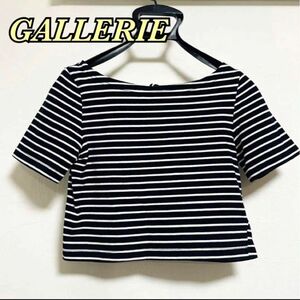 GALLERIE ギャレリー Tシャツ 半袖 ボーダー ミニ丈 レディース 夏 カットソー 白 黒 ネイビー ホワイト トップス