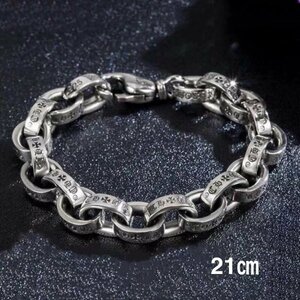 【新品未使用】【送料無料】シルバーアクセサリー ペーパーチェーンブレスレット 約21㎝ 幅約10㎜ SILVER925 アクセサリーポーチ付