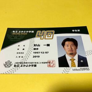 #40杉山一樹投手 鷹奉祭 2023年私立よかよか学園学生証風カード 福岡ソフトバンクホークス ファンクラブ タカポイントの画像1