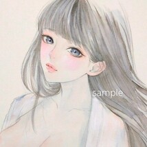 肉筆原画　水彩画　美人画　ドローイング　絵画　ヌード　セクシー　裸婦画　オリジナル　手描きイラスト　A4　@mucica_画像1