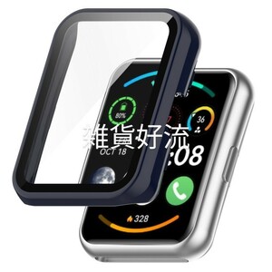 Huawei Watch Fit2 /Fit2 Active 強化ガラス面 カバー　濃いインディゴ系　
