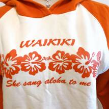 WS0502 大人可愛い 日本ニット商連 レディース パーカー ショート かわいい M オレンジ（橙） コットン USED カジュアル WAIKIKI HAWAI_画像2