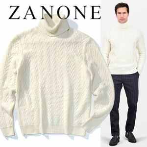 【ZANONE】BEIGE TURTLE NECK SWEATER ザノーネ 定価6.9万 バージンウールカシミヤ タートルネックセーター 伊製 ミドルゲージニット