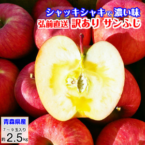 サンふじ りんご 蜜入りも 訳あり リンゴ 林檎 2.5kg 青森産 葉とらず ふじ フジ 富士 冨士 寒中見舞い