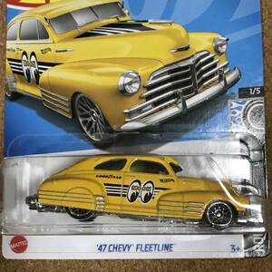 155Y.... '47 CHEVY FLEETLINE, MOONEYES, ムーンアイズ, 黄, 　べーシックカー【ホットウィール】 同梱可　