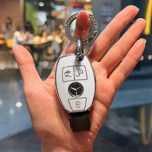  Mercedes * Benz smart key case [ white × silver ] key ring attaching key cover key holder 