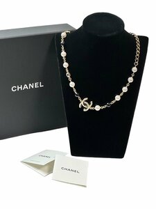 新品保管品◆本物◆CHANELシャネルフェイクパールラインストーンココマークCOCO黒金ネックレスチェーンネックレス箱付きNecklac贈り物刻印