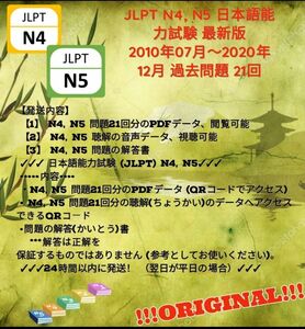 JLPT N4, N5 日本語能力試験 最新版 2010年07月～2020年12月 過去問題 21回