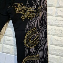 新品未使用 [クロップドヘッズ] 登り龍 刺繍 和柄 ブラックデニム [サイズ:34] 検/ 泥棒日記 スカルワークス 雅結 胤富仁帝 絡繰魂 satori_画像4