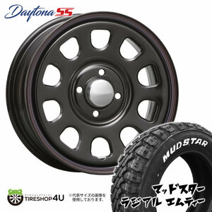 4本セット DAYTONA SS デイトナ 15x6.0J 4/100 +30 BK MUDSTAR radial M/T 195/65R15 ホワイトレター プロボックス サクシード