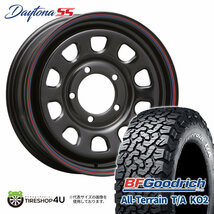 4本セット MLJ DAYTONA SS 16x6.0J 5/139.7 +0 BK BFGoodrich All-Terrain T/A KO2 215/70R16 RWL ジムニーシエラ JB74 JB43 W_画像1