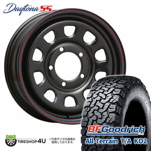 4本セット MLJ DAYTONA SS 16x6.0J 5/139.7 +0 BK BFGoodrich All-Terrain T/A KO2 225/75R16 RWL ジムニーシエラ JB74 JB43 W