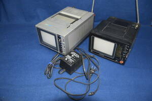 011812/ that time thing / super rare / electrification goods / small size TV monitor /2 pcs together / adaptor attaching /