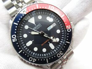 ☆SEIKO DIVER'S 200m セイコー ダイバー ウォッチ 7S26-0020 デイデイト 自動巻き AT 現状稼働品 中古 メンズ腕時計 ペプシベゼル☆