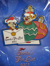 ● 海外レアピン　Disney WDW pin 　チップ＆デールpin 　Santa's Pin List 2003_画像1