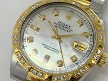 E518-O25-928◎ ROLEX ロレックス DATEJUST デイトジャスト 1601 アフターダイヤ シェル文字盤 メンズ 自動巻き 不動 腕時計 ⑥_画像9