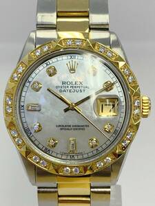 E518-O25-928◎ ROLEX ロレックス DATEJUST デイトジャスト 1601 アフターダイヤ シェル文字盤 メンズ 自動巻き 不動 腕時計 ⑥