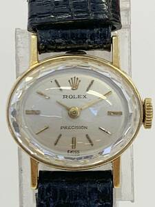 E509-K32-2677◎ ROLEX ロレックス PRECISION プレシジョン カットガラス シルバー文字盤 レディース 手巻き 稼働 腕時計 ⑥