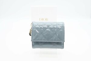 ☆安心の３大保証☆ ABランク ≪Christian Dior クリスチャン ディオール/三つ折り財布≫ S0181OVRB カナージュ LADY DIOR ロータス ブルー