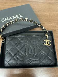 ★CHANEL　シャネル★美品　ノヴェルティ　ポーチ　クラッチバッグ　ココマーク　ココチャーム　マトラッセ　チェーン　VIP◆管No17519