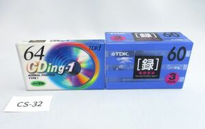 CS-32【未開封/2点/4本】TDK■CDing-1 64■録ROKU60■カセットテープ■ノーマルポジション■TYPEⅠ NORMAL POSITION■長期保管品