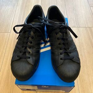 【美品】着用1回のみ adidas/アディダス SUPERSTAR 82 スーパースター スニーカー レザー 黒 ブラック 27.5cm 9H（箱有り）スタンススミス