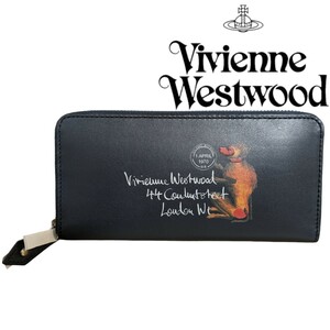 新品 ヴィヴィアンウエストウッド Vivienne Westwood ラウンドファスナー長財布 モンキー レディース 婦人 ネイビー