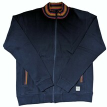 新品 ポールスミス Paul Smith ジップアップ スウェット L アーティストストライプリブ カラーライン メンズ ネイビー _画像2