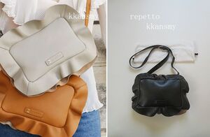 2021repetto レペット*CAMERA ENVOLEEフリルレザーショルダーバッグ