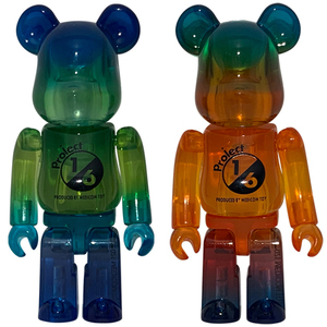 メディコムトイ 非売品 1/6計画 スタンプノベルティ BE@RBRICK ベアブリック GRADATION CLEAR Green Orange 2種セット 新品 即決時送料無料