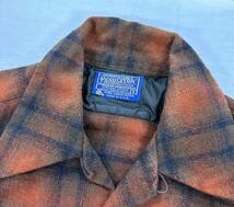 70s USA製 PENDLETON ウール オンブレチェック 開襟 オープンカラー シャツ ビンテージ ペンドルトン MADE IN USA アメリカ製_画像3