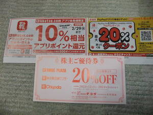 即決100円！チヨダ株主優待券 20％OFF券 ★20％割引券 東京靴流通センター/靴チヨダ/SHOE・PLAZA・株主 優待