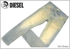 イタリア製 美品 DIESEL ディーゼル 限定 ブルーアイコン BRADDOM 0888P ヴィンテージ加工 スリムキャロット デニムパンツ ジーンズ W31