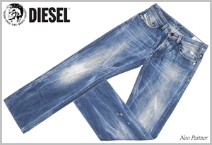 イタリア製 美品 DIESEL ディーゼル LARKEE 008CO ヴィンテージ加工 ストレート インディゴ デニムパンツ ジーンズ W28 正規品 メンズ