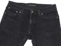 イタリア製 美品 Nudie Jeans ヌーディージーンズ TIGHT LONG JOHN BLACK BLACK スキニー ローライズ ストレッチ デニムパンツ W31 メンズ_画像3