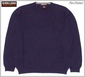 カシミヤ100％ 美品 KIRKLAND SIGNATURE カークランド 高級素材 PURE CASHMERE クルーネック ニットセーター パープル S メンズ