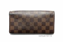 近年モデル希少美中古■LOUIS VUITTON ダミエ ポルトフォイユエミリー レザー 2つ折り長財布 ルイヴィトン■0111ua834-5K_画像2