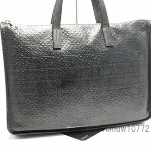 近年モデル希少美中古■LOEWE トレド リピートアナグラム レザー ビジネスバッグ ブリーフケース ロエベ■0111hx31074の画像4