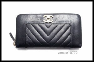 近年モデル希少美中古■CHANEL 24番台 マドモアゼル レザー ラウンドファスナー 長財布 シャネル■0111cr2024683